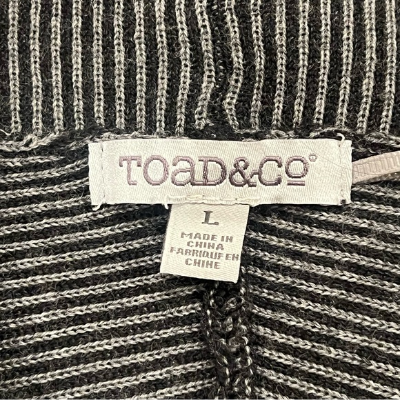 Toad & Co Merino Wool Uptown Sweater Dress Gray/Black Large Cowl Long-Sleeve - Picture 6 of 16